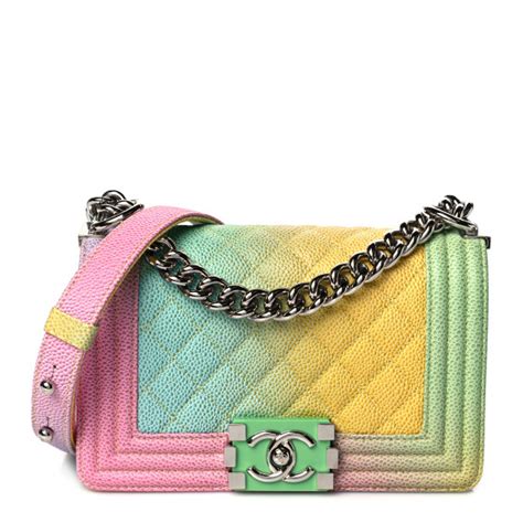 CHANEL Caviar Quilted Small Rainbow Boy Flap Multicolor 